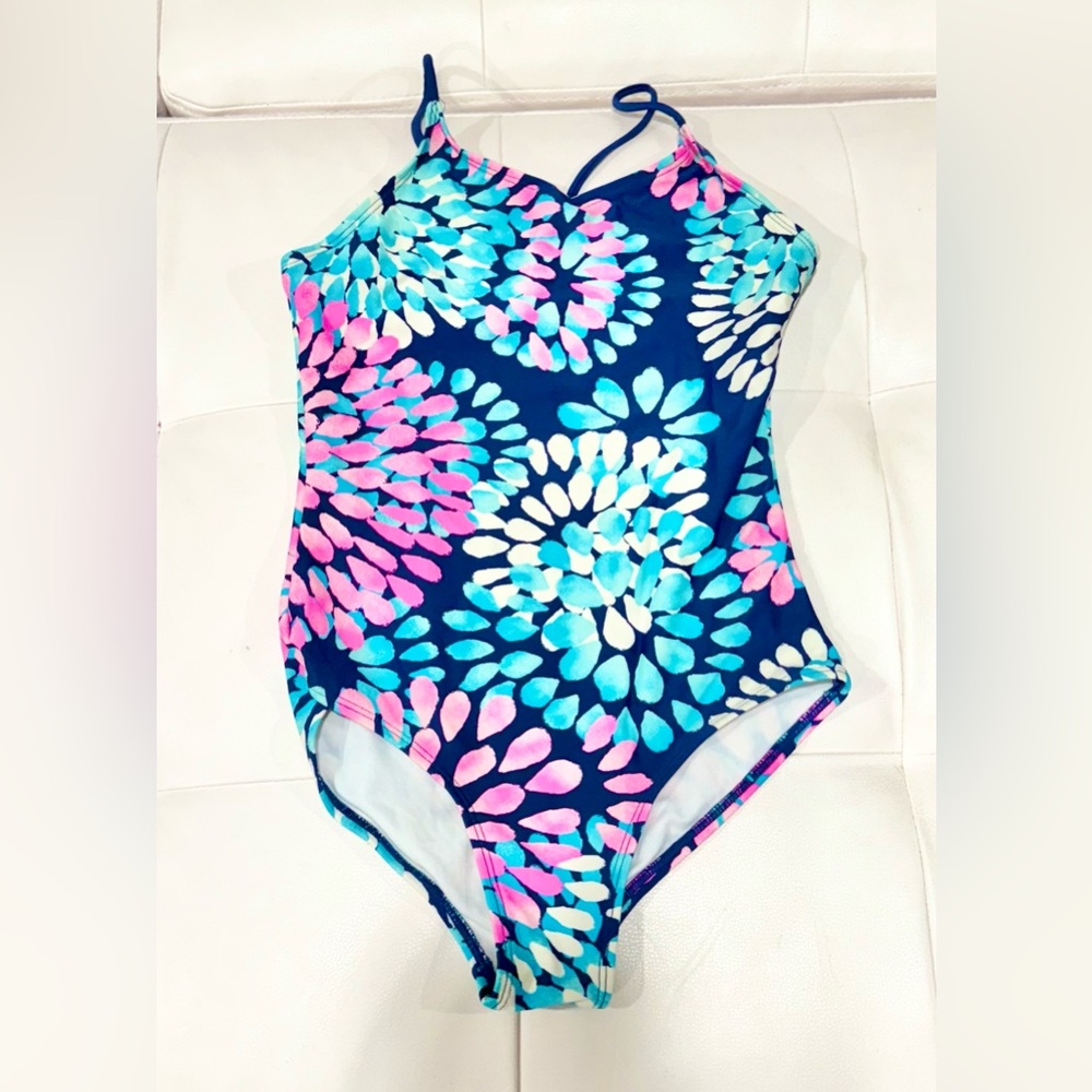 Kanu Surf Girls Daisy Beach Sport One Piece Swimsuit. Crisscross back. Size 12.